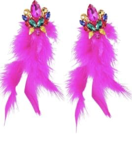 Pink Feather Angel Earrings