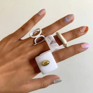 White On White Ring Set