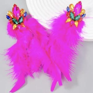 Pink Feather Angel Earrings