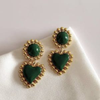 Green Heart Earrings