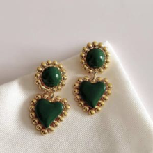  Green Heart Earrings