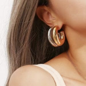 White Gold Half Hoop Earrings