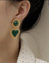 Green Heart Earrings