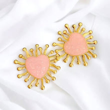  Pink Golden Heart Earrings