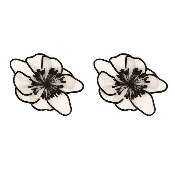 White and Black Flower Extravaganza Earrings