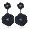 Black Flower Drop Earrings