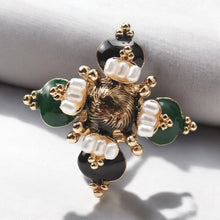  Regal Pearl Cross Brooch