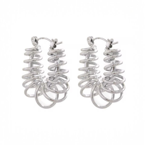 Silver Orbit Hoop Earrings