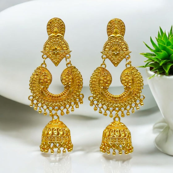 Golden Majesty Jhumkas Earrings