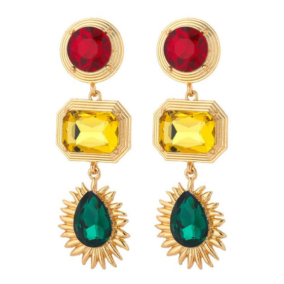 Elegance Is Key Earrings - Red, Yellow, Green