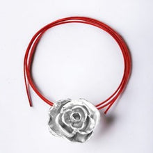  Sliver And Red Flower Choker