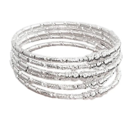 Silver African Girl Bangle Set