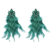 Green Feather Angel Earrings