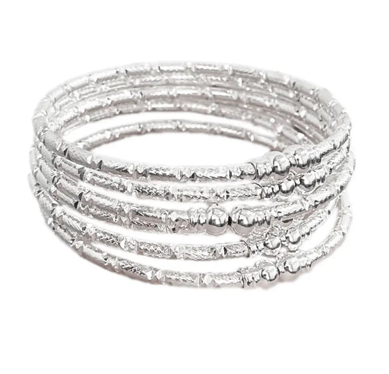 Sliver African Girl Bangle Set