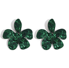  Large Green Flower Girl Earrings