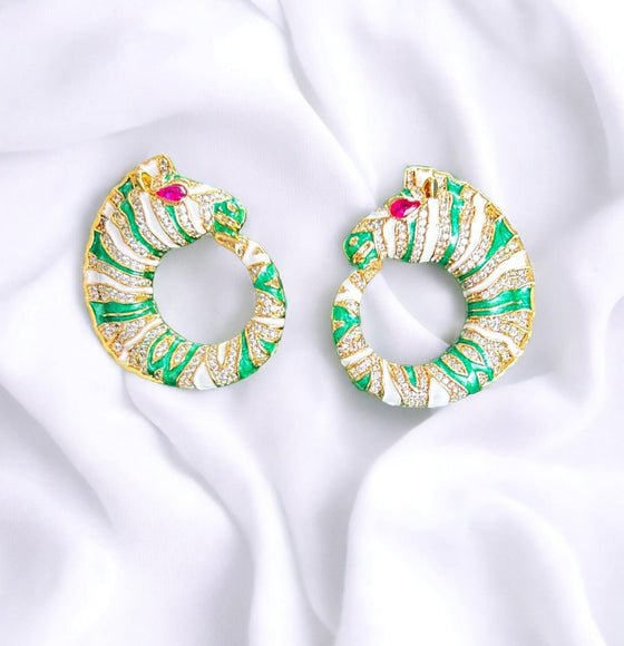 Green Sea Horse Earrings